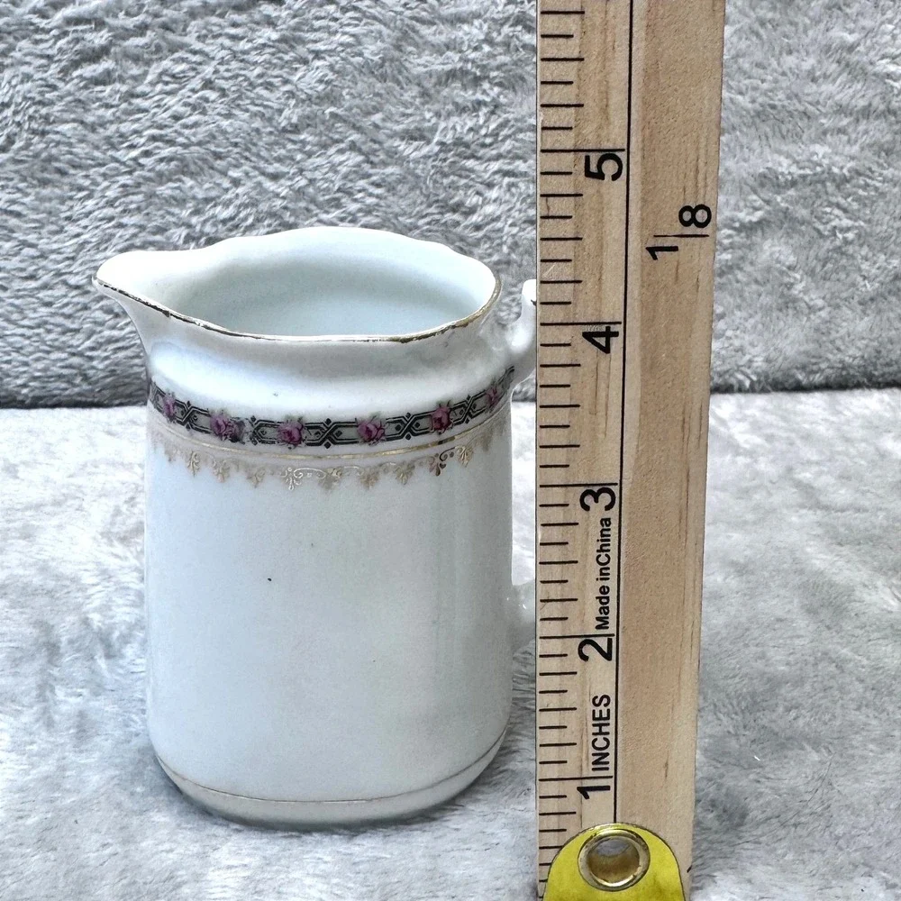 Antique Bavaria Porcelain Creamer‎ Pink Rose Gold Gilt Germany 1900s Cottagecore